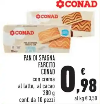 Conad Conad Pan di Spagna Farcito 280 g 10 pezzi offerta