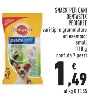 Conad Pedigree Dentastix Snack per cani 110 g 7 pezzi offerta