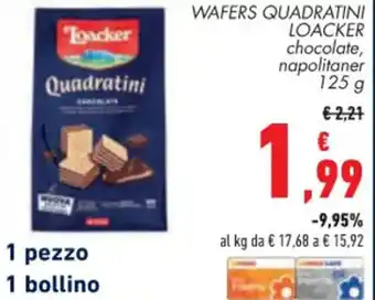 Conad Loacker Wafers Quadratini 125 g offerta