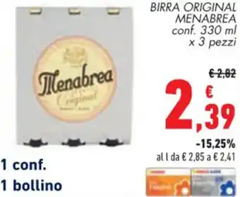Conad Menabrea Birra Original 330 ml x 3 pezzi offerta