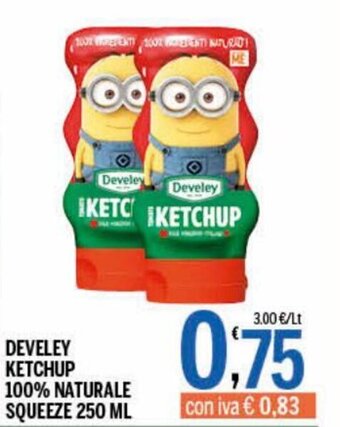 Gruppo Pascar Develey Ketchup 100% Naturale squeeze 250 ml offerta