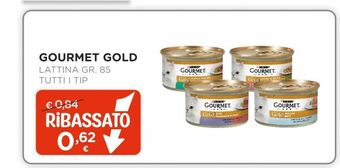 Arcaplanet Gourmet gold lattina gr 85 tutti i tipi offerta