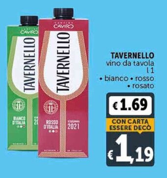 Deco Supermercati Tavernello Vino da tavola 1 l offerta