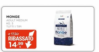 Arcaplanet Monge adult medium kg. 3 tutti i tipi offerta
