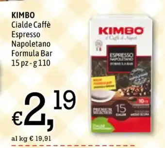 Famila Market Kimbo Cialde Caffè Espresso Napoletano Formula Bar 15 pz - g 110 offerta