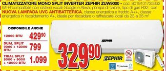 Mondo Brico Climatizzatore mono split inverter zephir zuw9000 offerta