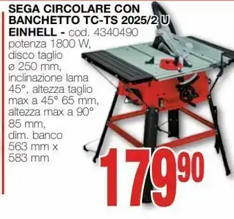 Mondo Brico Sega circolare con banchetto tc-ts 2025/2 u einhell offerta