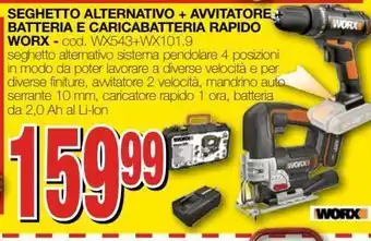 Mondo Brico Seghetto alternativo + avvitatore batteria e caricabatteria rapido worx offerta