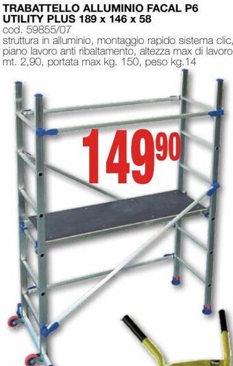 Mondo Brico Trabattello alluminio facal p6 utility plus 189 x 146 x 58 offerta