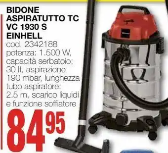 Mondo Brico Bidone aspiratutto tc vc 1930 s einhell offerta