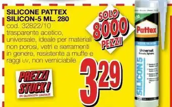 Mondo Brico Silicone pattex silicon-5 ml. 280 offerta