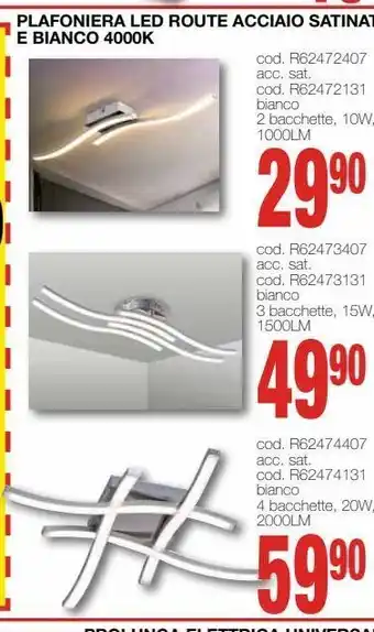 Mondo Brico Plafoniera led route acciaio satinato e bianco 4000k offerta