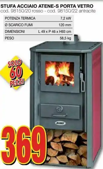 Mondo Brico Stufa acciaio atene-s porta vetro offerta