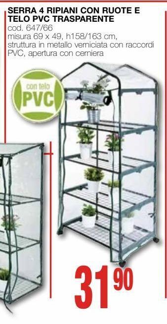 Mondo Brico Serra 4 ripiani con ruote e telo pvc trasparente offerta