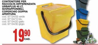 Mondo Brico Contenitore per raccolta differenziata urbaplus 40 lt, sovrapponibili, coperchio doppia apertura offerta