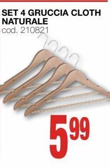 Mondo Brico Set 4 gruccia cloth naturale offerta