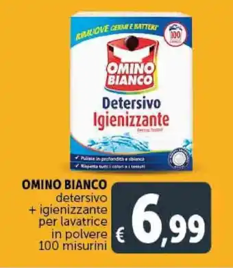 Deco Supermercati Omino Bianco detersivo + igienizzante per lavatrice in polvere 100 misurini offerta
