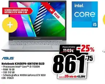 MediaWorld Asus Notebook K3400PH-KM110W OLED offerta