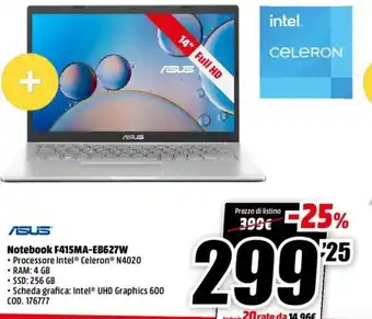 MediaWorld Asus Notebook F415MA-EB627W offerta