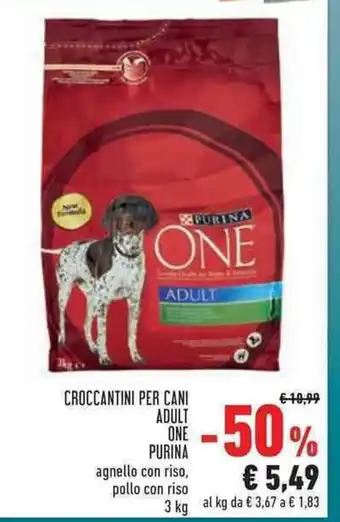 Conad Purina Croccantini Per Cani Adult One agnello con riso, pollo con riso 3 kg offerta