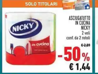 Conad Nicky Asciugatutto in Cucina 2 veli conf. da 2 rotoli offerta