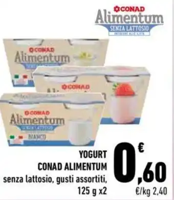 Conad Conad Alimentum Yogurt senza lattosio, gusti assortiti 125 g x2 offerta
