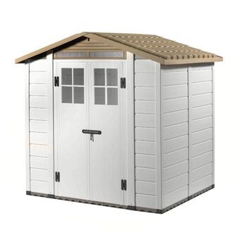Casetta pvc con pavimento box porta attrezzi beige tuscany evo-200