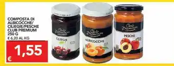 Composta di albicocche/ciliege/pesche club premium 250 g