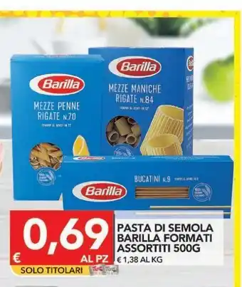 TuoDi Pasta di semola barilla formati assortiti 500g offerta