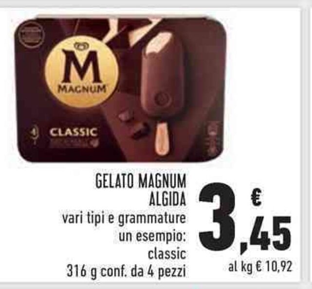 Magnum Gelato Algida vari tipi e grammature un esempio classic 316 g