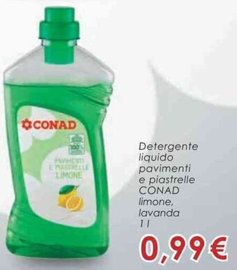 Conad Conad Detergente liquido pavimenti e piastrelle limone, lavanda 1 L offerta