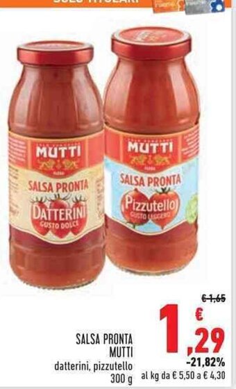 Conad Mutti Salsa Pronta datterini, pizzutello 300 g offerta