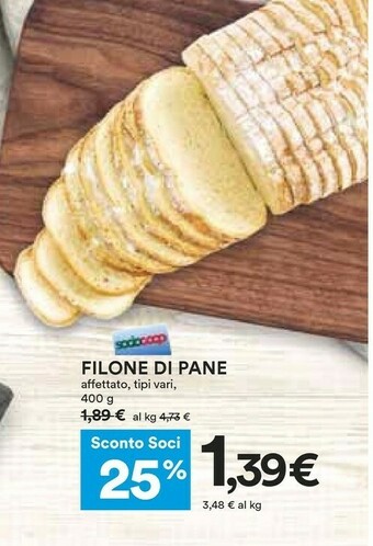Coop Filone Di Pane Affettato, Tipi Vari, 400 G offerta