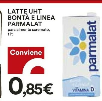 Coop Parmalat Bontà E Linea Latte Parzialmente Scremato 1000 G(ml) offerta