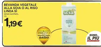 Coop Valsoia Bevanda Vegetale Alla Soia O Al Riso Linea Sì Senza Zucchero, 1 It offerta