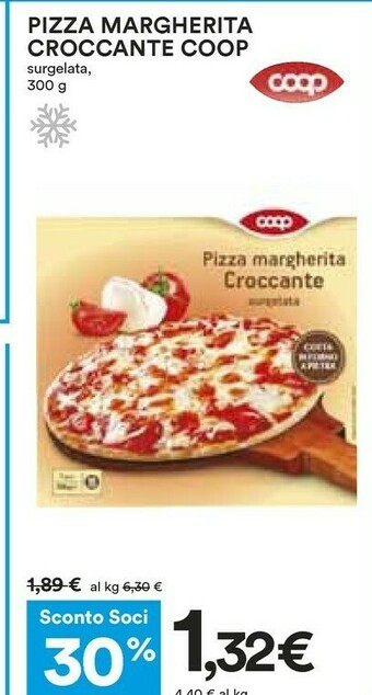 Coop Pizza Margherita Croccante Coop Surgelata, 300 G offerta