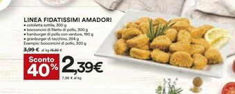 Coop Amadori Linea Fidatissimi Cotoletta Sottile, 300 G Bocconcini Di Filetto Di Pollo, 300 G Hamburger Di Pollo Con Verdure, 190  offerta