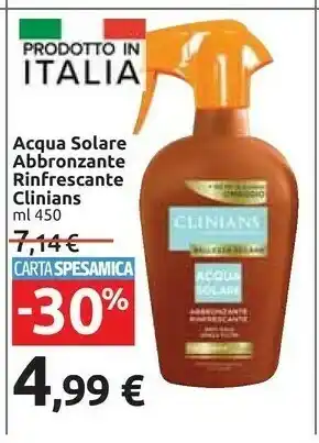 Carrefour Market Clinians Acqua Solare Abbronzante Rinfrescante offerta