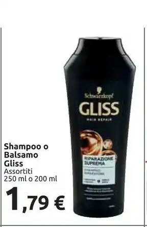 Carrefour Market Schwarzkopf Shampoo Balsamo Gliss Hair Repair offerta