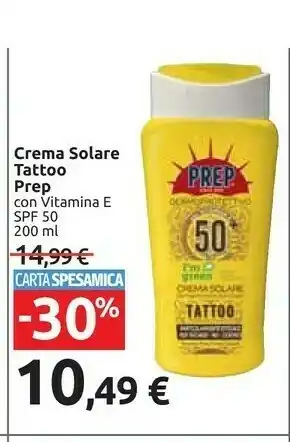 Carrefour Market Prep Crema Solare Tattoo Con Vitamine E offerta