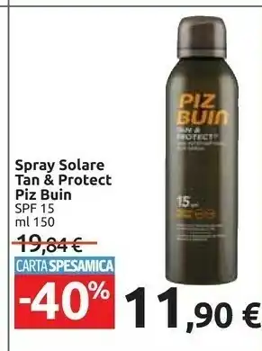 Carrefour Market Piz buin Spray Solare Tan & Protect offerta