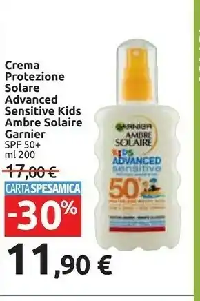 Garnier Crema Protezione Solare Advanced Sensitive Kids Ambre Solaire