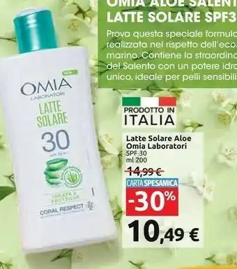 Carrefour Market Omia Latte Solare Aloe Spf 30 offerta