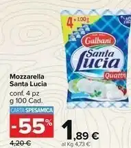 Carrefour Market Galbani Mozzarella Santa Lucia 100 G(ml) offerta