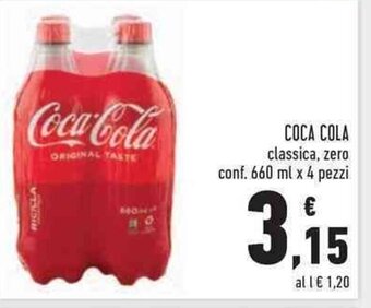 Conad Coca Cola classica, zero conf. 660 ml x 4 pezzi offerta