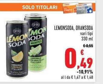 Conad Lemonsoda, Oransoda vari tipi 330 ml offerta
