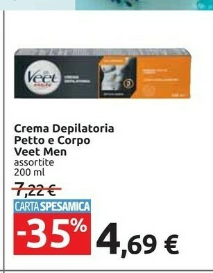 Carrefour Veet Crema Depilatoria Petto E Corpo Men offerta
