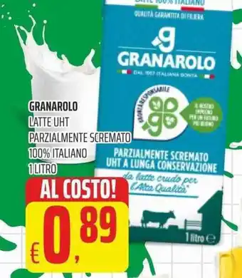 Coop Granarolo Latte UHT Parzialmente Scremato 100% Italiano 1 litro offerta
