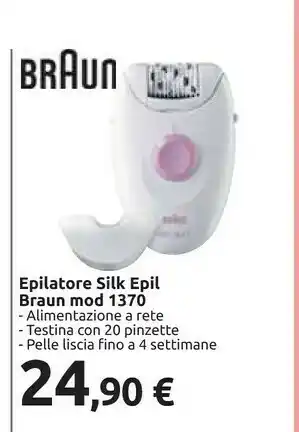 Carrefour Braun SE1 1370 Epilatore Rosa, Bianco 20 Pinzette offerta