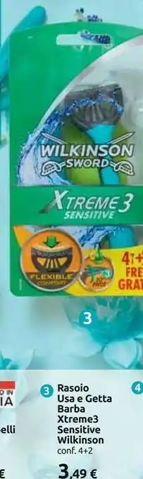 Carrefour Wilkinson sword Rasoio Usa E Getta Barba Xtreme 3 Sensitive offerta